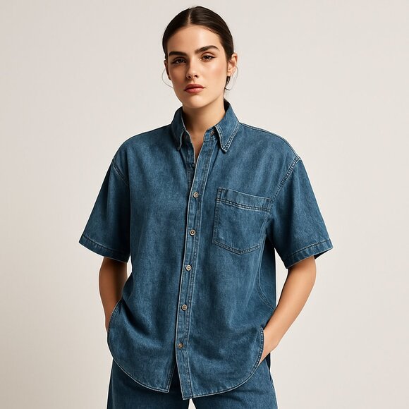 DICK IDOL | Vintage Blue Silk-Blend Acid-Wash 90s Button-Up Shirt – Men’s Large - Picture 2 of 8